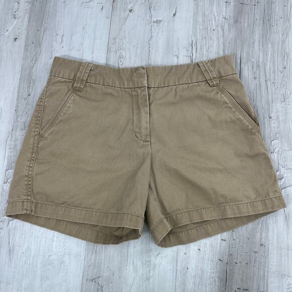 Khakis Tan Flat Front Mid Rise Chino Work School Basic Classic Plain Shorts 4 - Picture 1 of 9